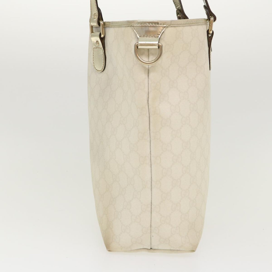 GUCCI GG Canvas Tote Bag PVC Leather White 189896 39964