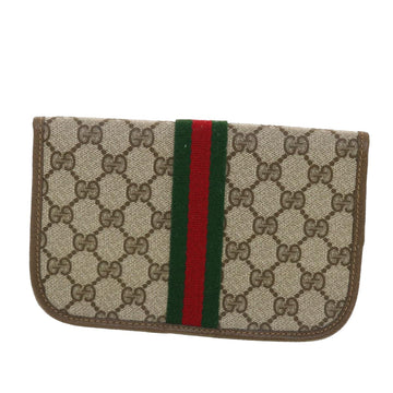 GUCCI Web Sherry Line GG Canvas Pouch PVC Leather Beige Green Red 39966