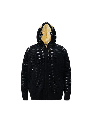 Makersluxe Cross Jacquard Full Zipper Hooded Jacket
