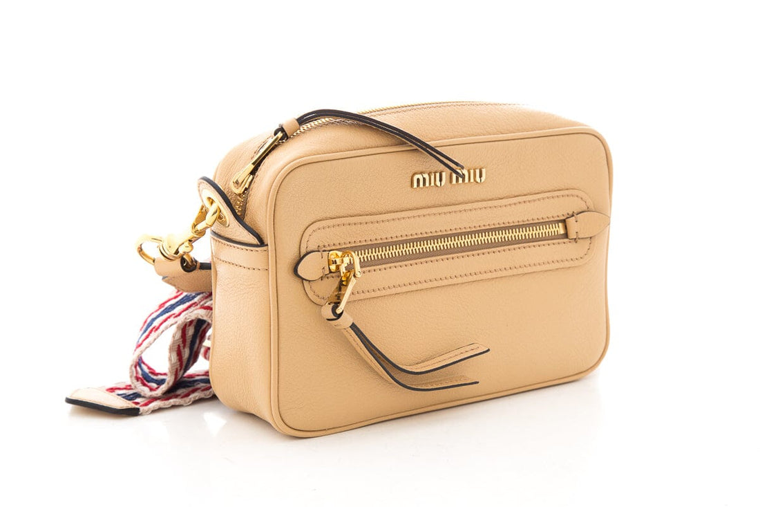 Miu Miu Tan Leather Camera Handbag