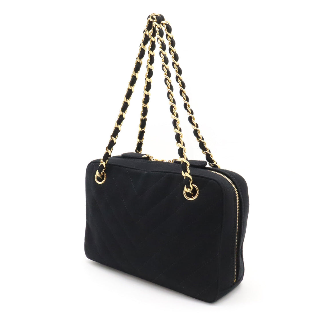 CHANEL Chanel V Stick Coco Mark Chain Shoulder Tortoise Shoulder Cotton Jacket Black Black With Black Cotton Jacket