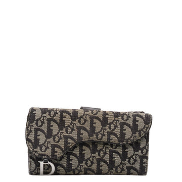 Dior Trotter Saddle Long Wallet Naïve Beige Canvas Leather  Dior