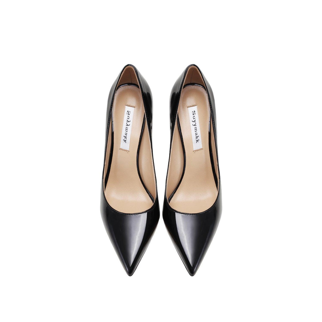 Leather Sheepskin Black High-Heeled Shoes Women's New Thin Heel Pointed Shallow Patent Leather Single Shoes Professional Work Shoes