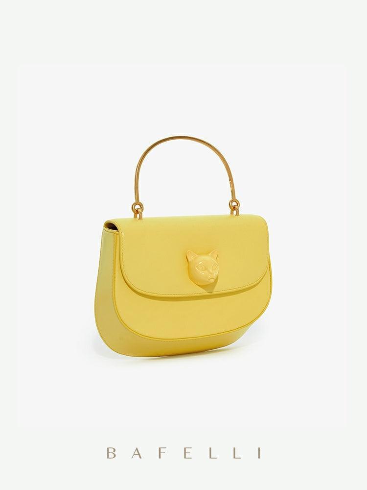 Leather Niche Light Luxury Cat Head Single Shoulder Saddle Bag
