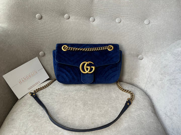 Gucci GG Blue Velvet Marmont Mini Shoulder Bag (RRP £1350)