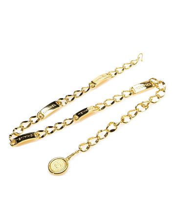 Gold Plated Medallion Chain Belt with Hook Closure