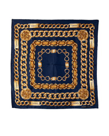 Interlocking CC Logo Silk Scarf with Print