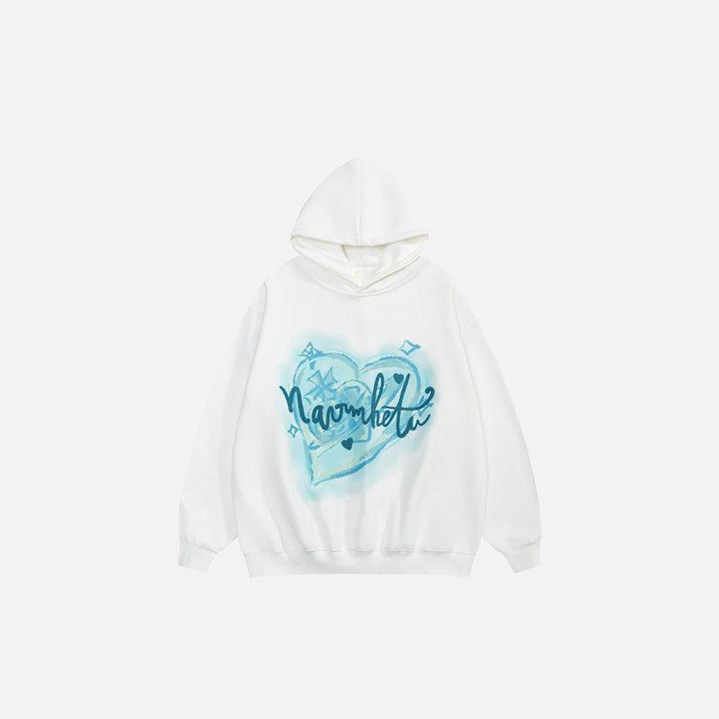 Heart Printed Oversized Hoodie