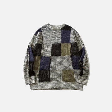 Patchwork Multi Color Loose Sweater