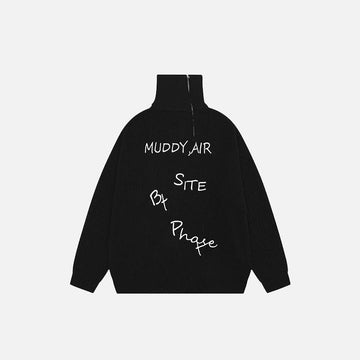 Y2k Letter Embroidery Turtleneck Sweater