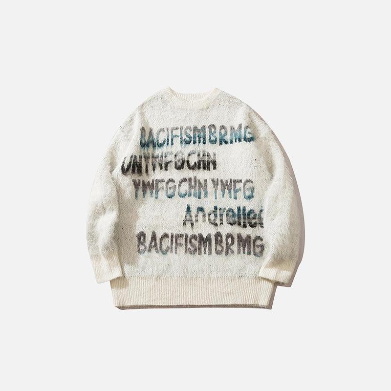 Fluffy Fleece Letter Print Sweater