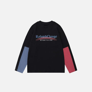 Oversized Patchwork Long Sleeve T-shirt