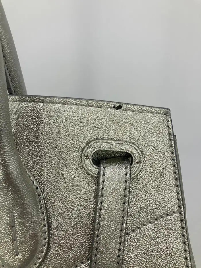 Ralph Lauren Silver Leather Rickey Bag