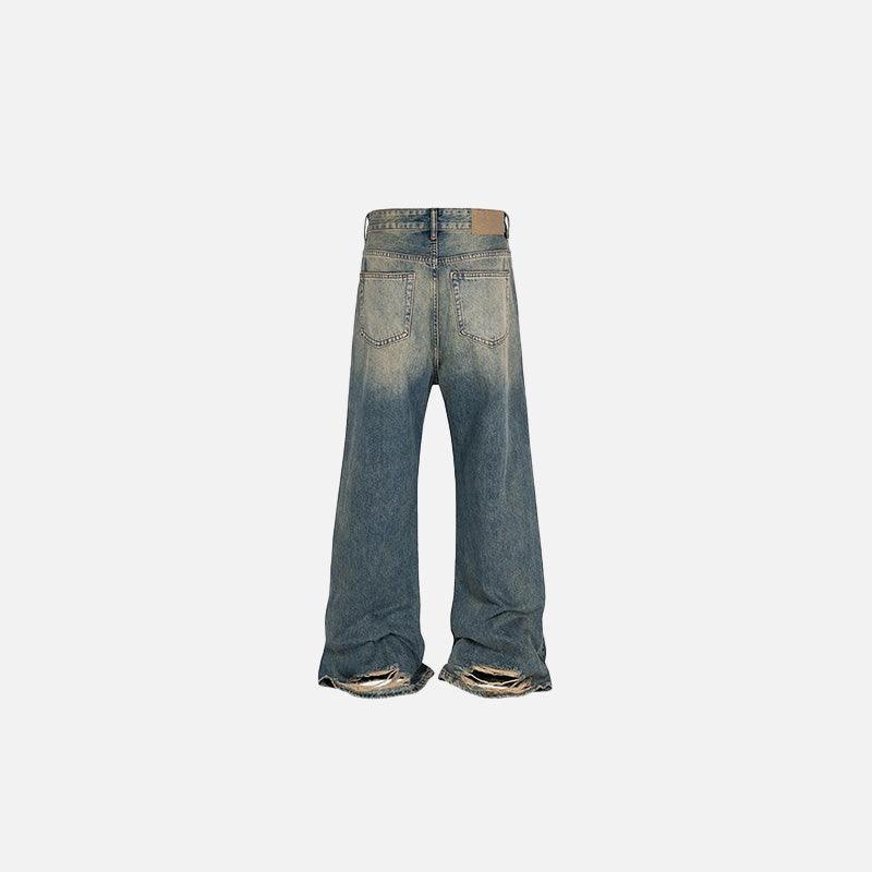 Wide-leg Faded Jeans