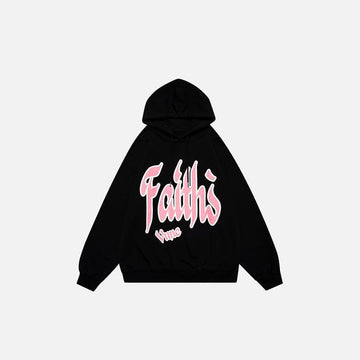 "Faith's" Letter Print Loose Hoodie