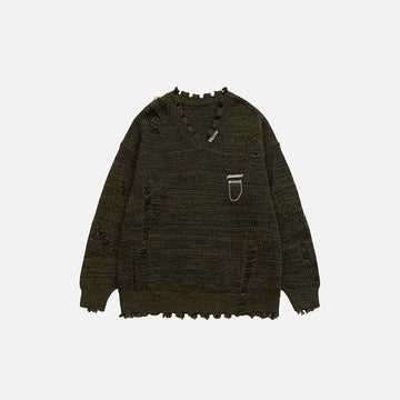 Loose Ripped Knitted Sweater