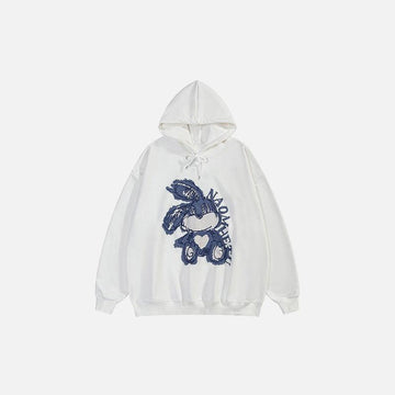 Loose Retro Rabbit Printed Hoodie