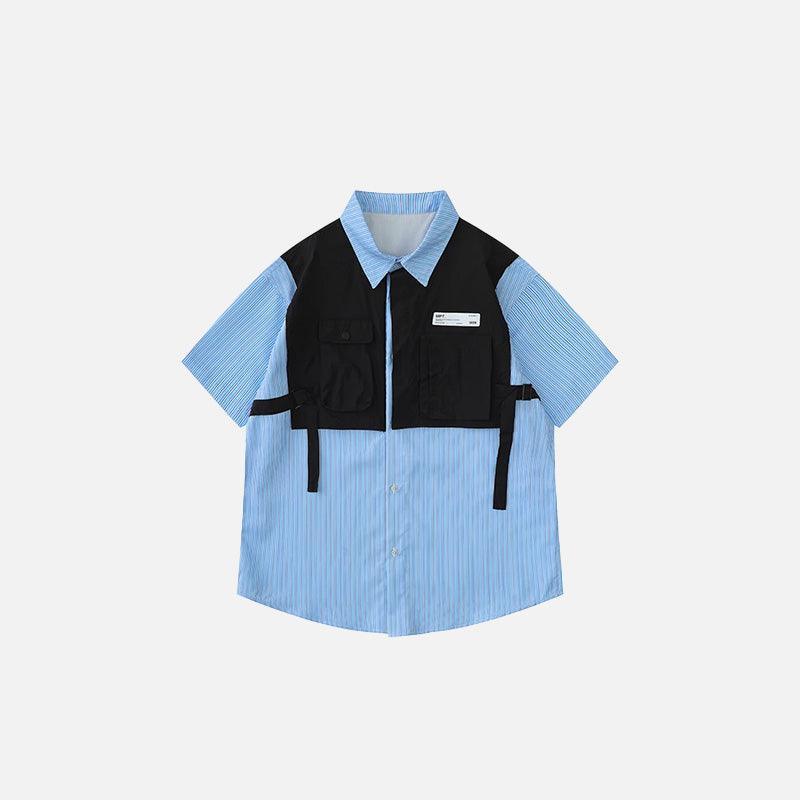 Striped Color Front Vest Shirt