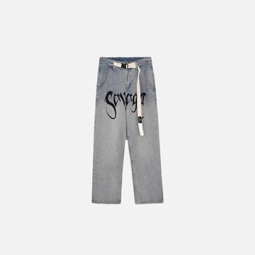 Vintage Belt Baggy Jeans