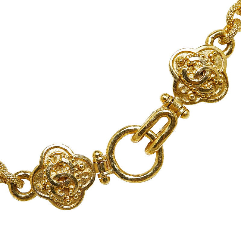 Chanel Vintage Cocomark Clover Necklace Gold Ladies