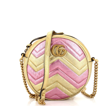 GG Marmont Round Shoulder Bag Matelasse Leather Mini