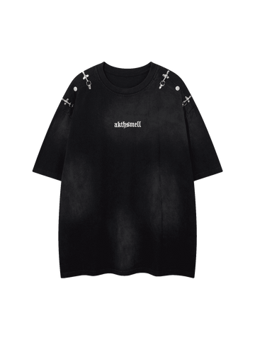 Makersluxe Washed Embroidered Street Rap T-Shirt - 2102