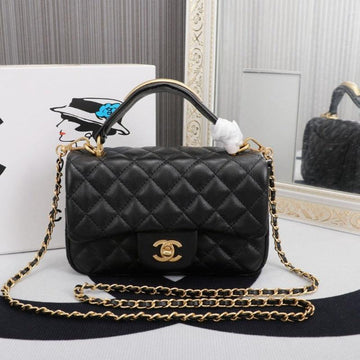 Makersluxe - Flap Bag With Top Handle Black