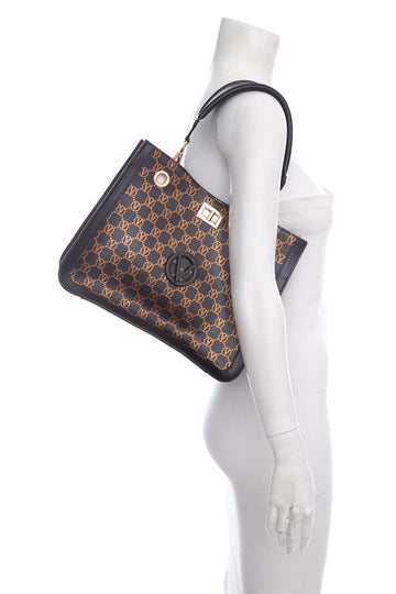 Valentino by Mario Valentino Brown Monogram Metallic Tote
