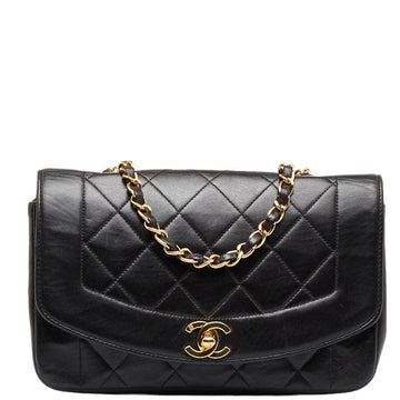 Chanel Matlasse Diana 22 Chain Shoulder Bag Black Lambskin Women's