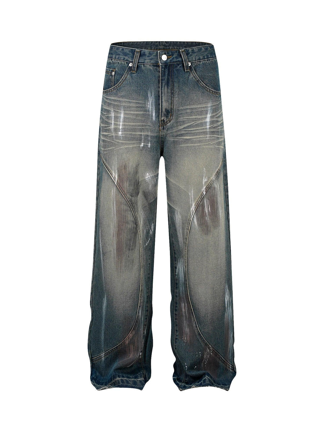 Makersluxe High Street Hip Hop Distressed Washed Jeans