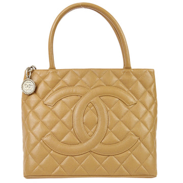 Chanel 2006-2008 Medallion Tote SHW Beige Caviar