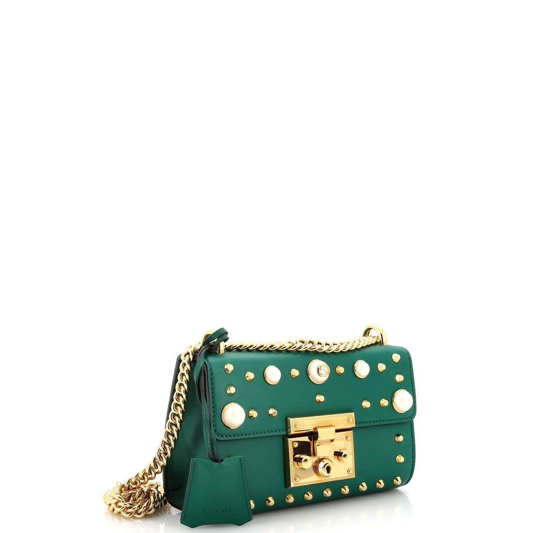 Pearly Padlock Shoulder Bag Studded Leather Small