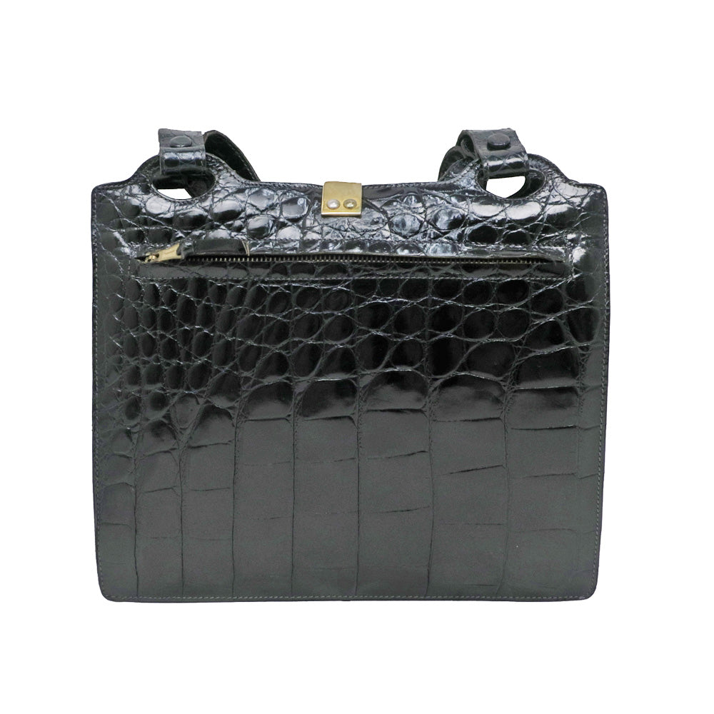 Christian Dior Shoulder Bag Black Black Crocodile