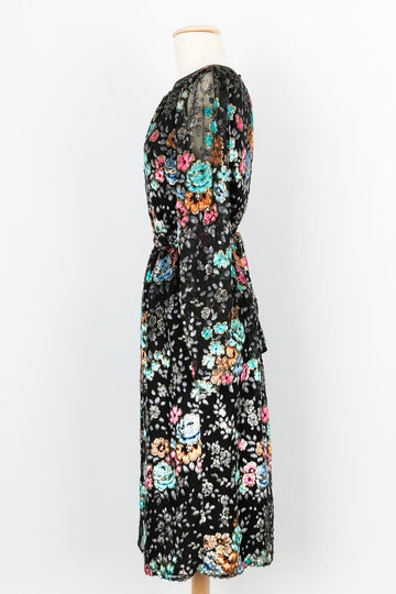 Robe en soie et velours 1980's