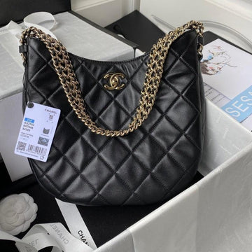 Makersluxe - Hobo Handbag Lambskin Black