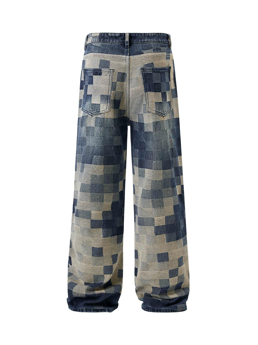 Makersluxe Checkerboard Jacquard Wide Leg Jeans - 2193