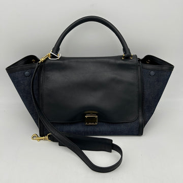 Celine Smooth Calfskin Denim Medium Trapeze Blue Handbag
