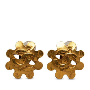 Chanel Vintage Clip On Sun Earrings Gold Plated Women's