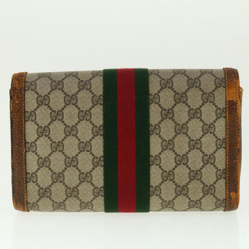 GUCCI Web Sherry Line GG Canvas Clutch Bag PVC Leather Beige Green 40002