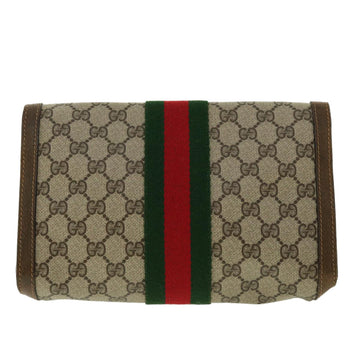GUCCI GG Canvas Web Sherry Line Clutch Bag Beige Red 41014308725 40097