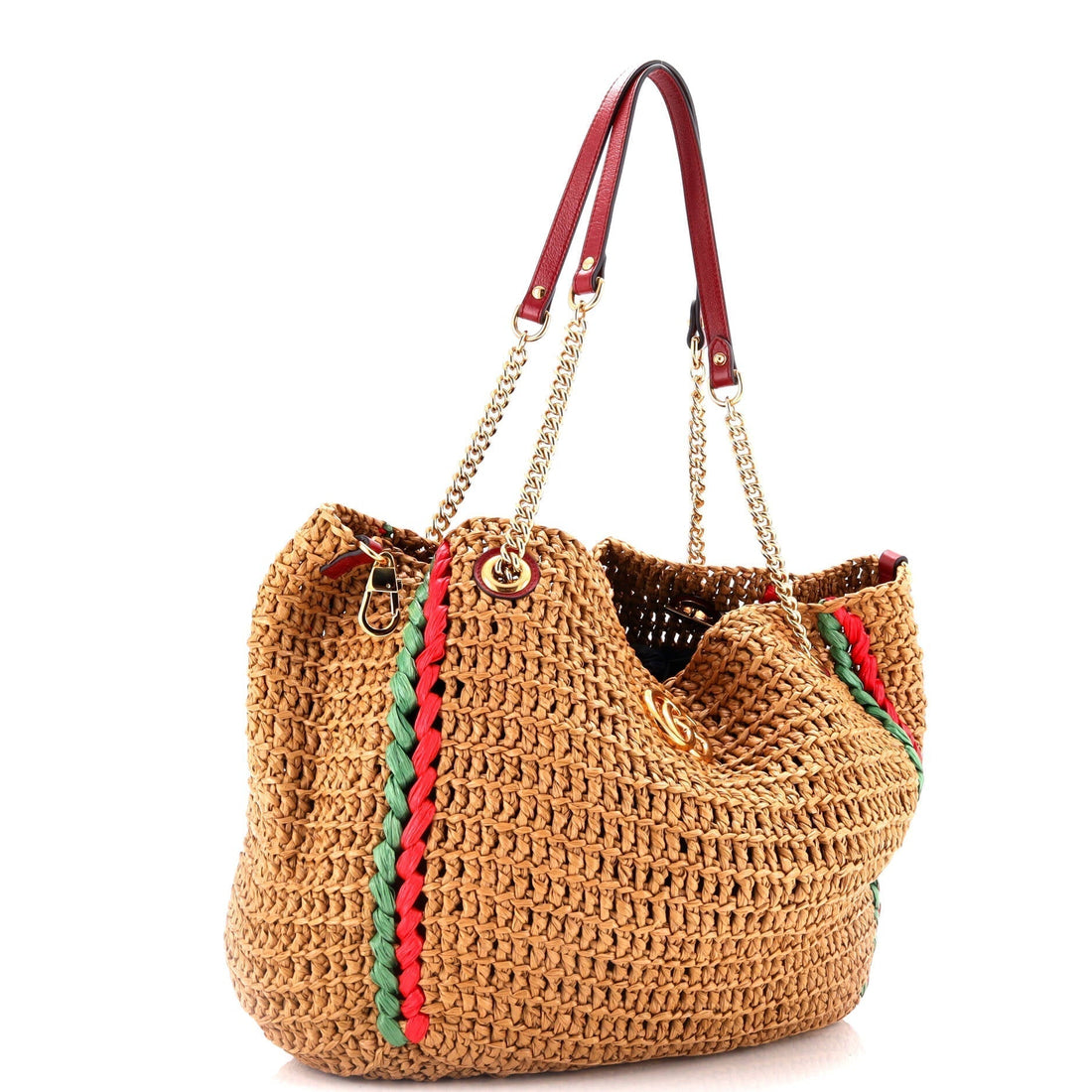 GG Marmont Chain Tote Raffia Large