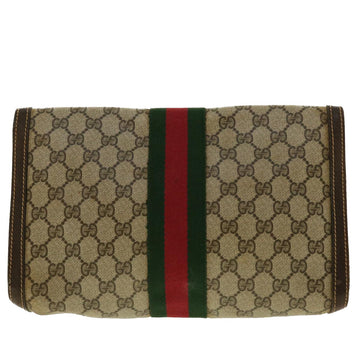 GUCCI GG Canvas Web Sherry Line Clutch Bag Beige Red 41.014.3087.30 40343