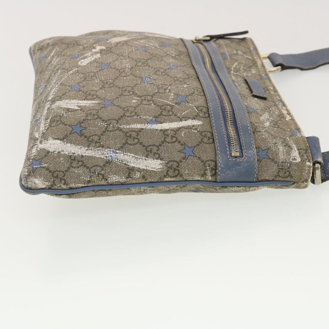GUCCI GG Implementation Shoulder Bag PVC Leather Beige Blue 295257 40344