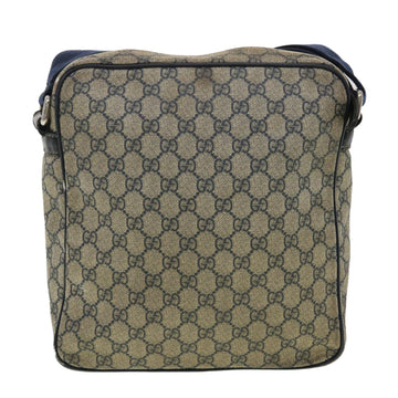 GUCCI GG Canvas Shoulder Bag PVC Leather Navy Beige 201448 40369