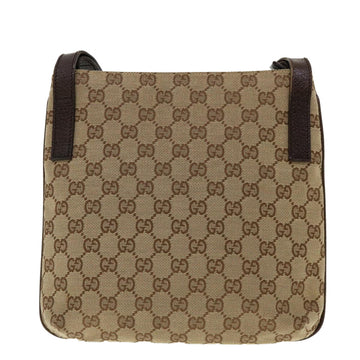 GUCCI GG Canvas Shoulder Bag Beige Dark Brown 122793 40529