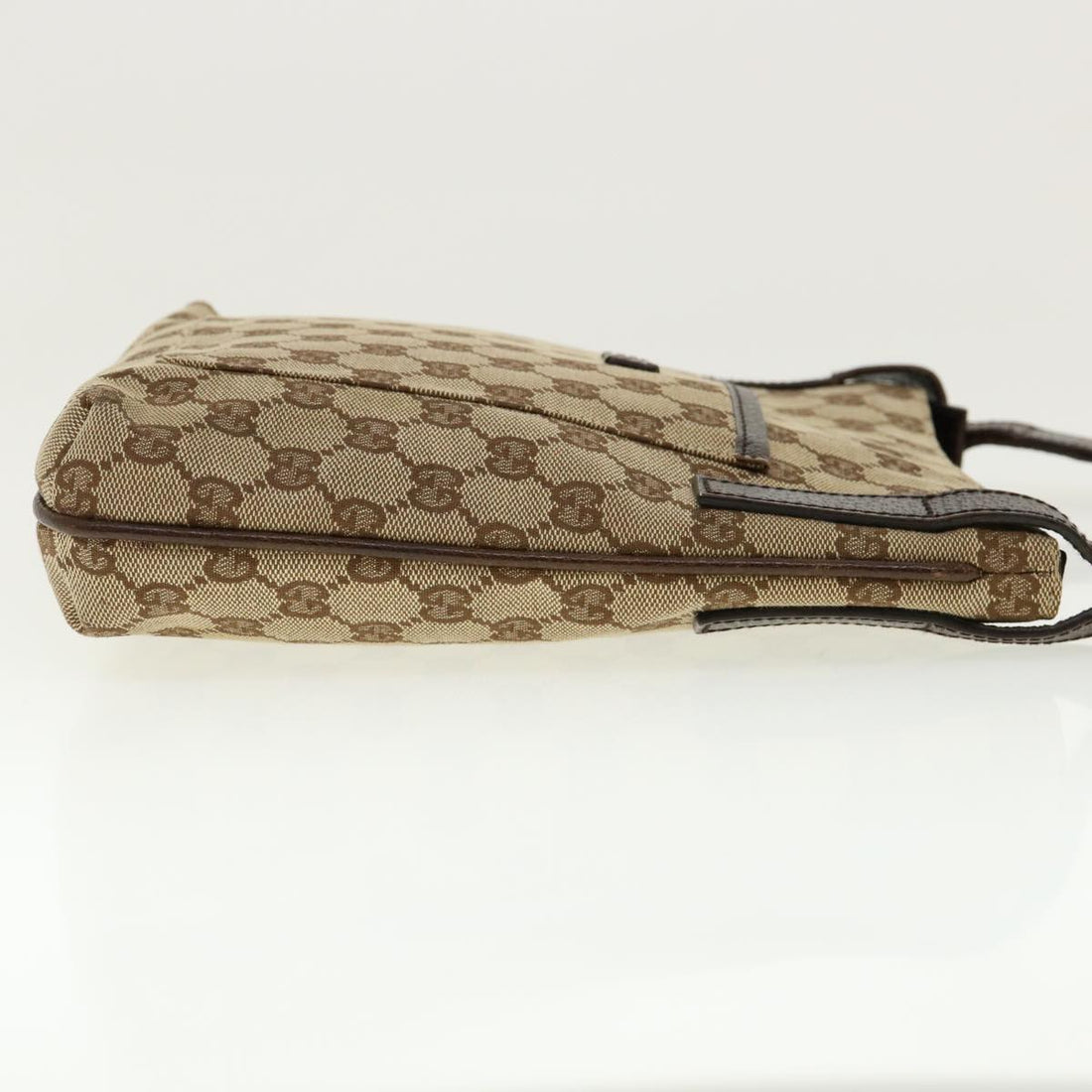 GUCCI GG Canvas Shoulder Bag Beige Dark Brown 122793 40529
