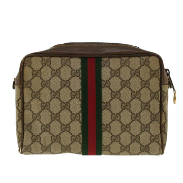 GUCCI GG Canvas Web Sherry Line Clutch Bag Beige Red Green 010.378. 41257