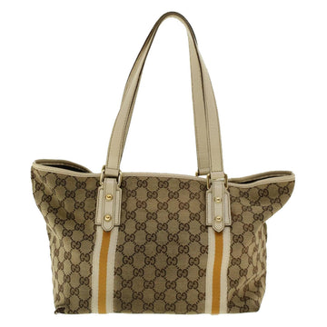 GUCCI GG Canvas Sherry Line Tote Bag Beige Yellow 137396 41322