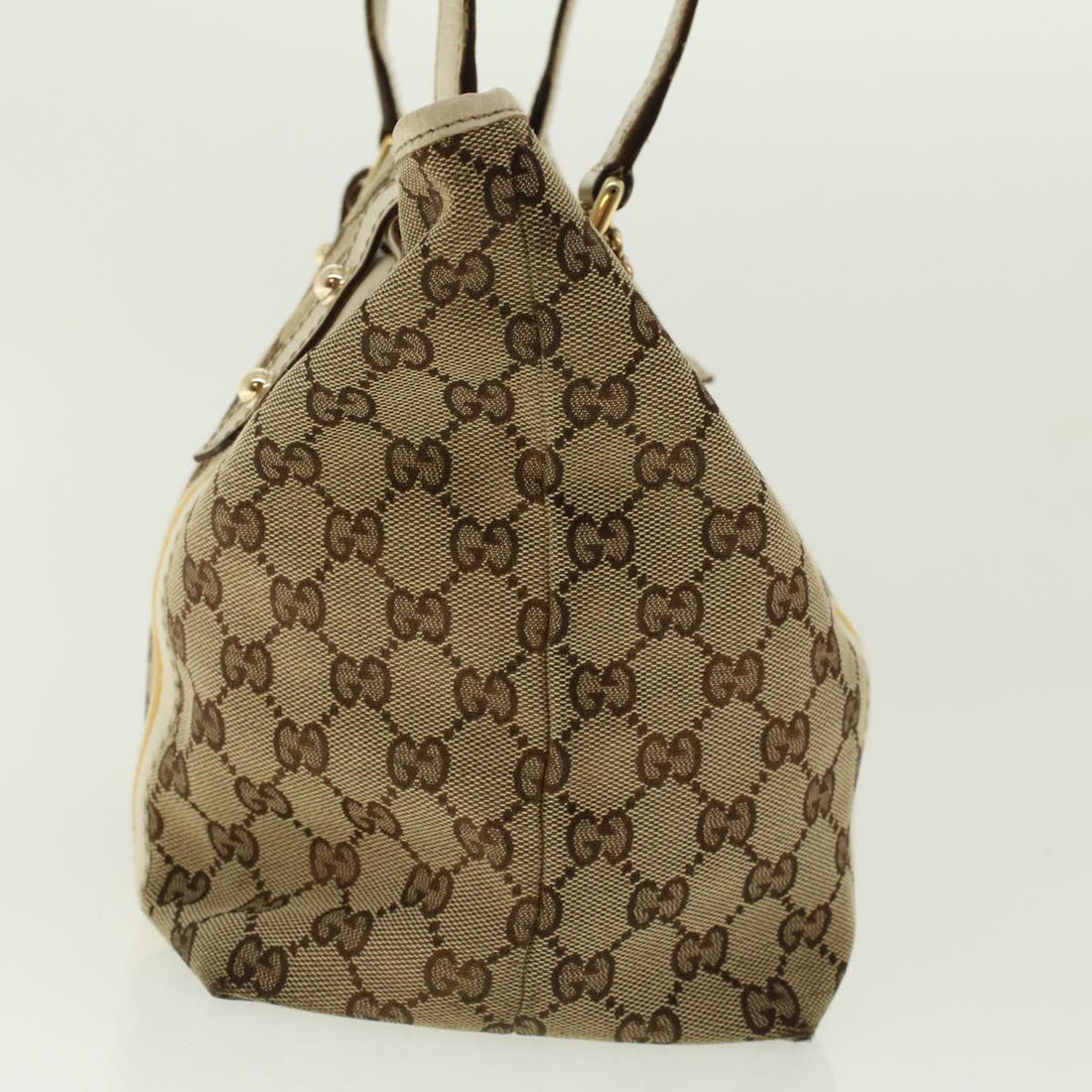 GUCCI GG Canvas Sherry Line Tote Bag Beige Yellow 137396 41322