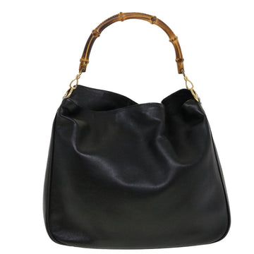 GUCCI Bamboo Hand Bag Leather 2way Black 1998 41333